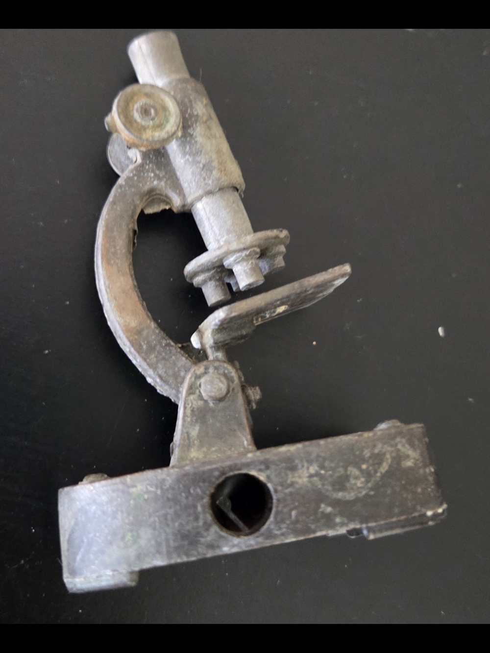 Vintage EMB Juguetes Marti #1020 Miniature Metal Microscope Pencil Sharpener.